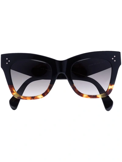 Shop Celine Havana Cat Eye Sunglasses In Black