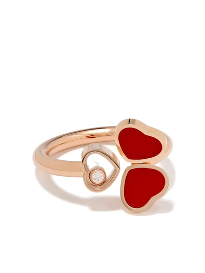 Shop Chopard 18kt Rose Gold Happy Hearts Ring In Pink