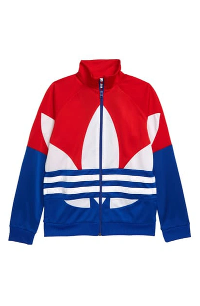 Adidas Originals Adidias Boys' Big Trefoil Jacket - Big Kid In Scarlet/  Royal Blue/ White | ModeSens