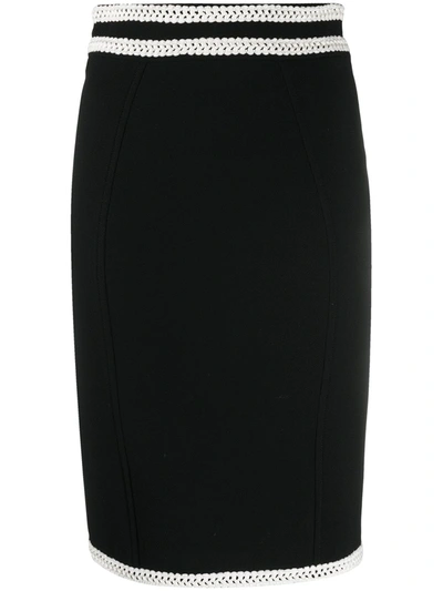 Shop Moschino Cross-stitch Waist Pencil Skirt In Black