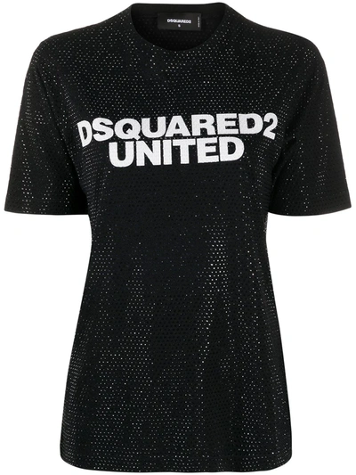 Shop Dsquared2 Crystal-embellished Logo T-shirt In Black