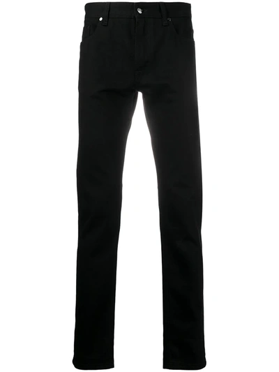 Shop Fendi Logo-print Slim-fit Jeans In Black