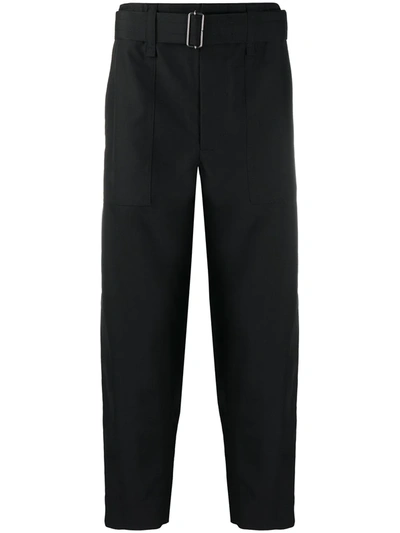Shop Issey Miyake Cropped Belted Trousers In Black