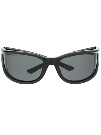 Shop Balenciaga Cat-eye Logo Sunglasses In Black