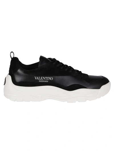 Shop Valentino Black Leather Gumboy Sneakers