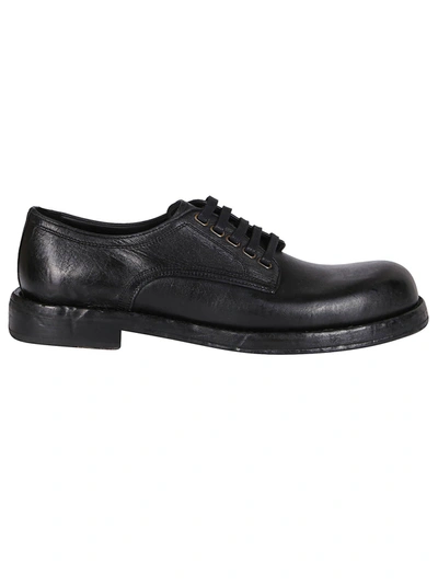 Shop Dolce & Gabbana Black Leather Derby Shoes
