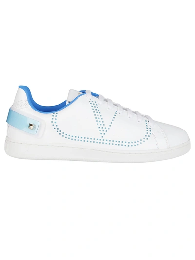 Shop Valentino Sneaker In Pelle Bianca E Azzurra In White Blue