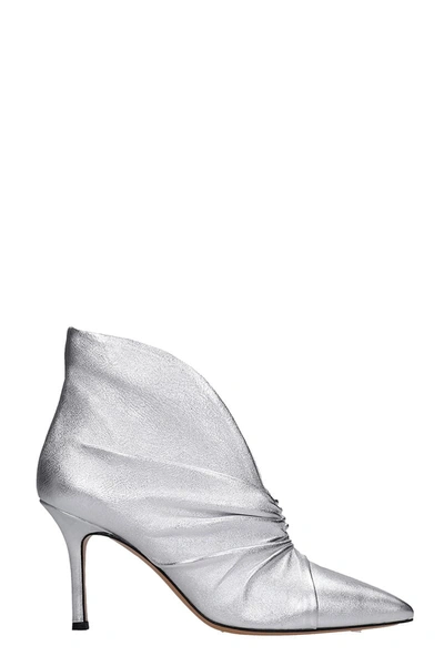 Shop The Seller High Heels Ankle Boots In Silver Leather