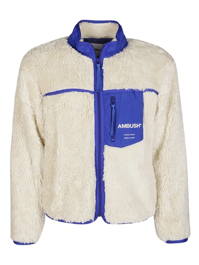 Shop Ambush White Faux Fur Jacket In White Blue