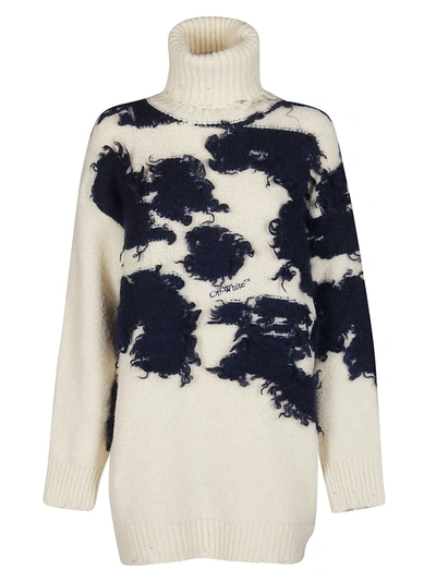 Shop Off-white White And Blue Wool Blend Jumper In Multicolor