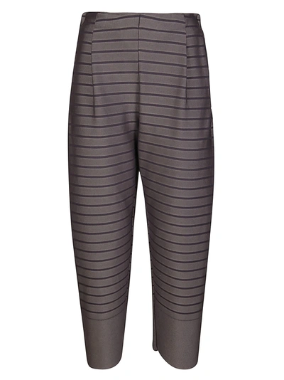 Shop Issey Miyake Grey Striped Trousers