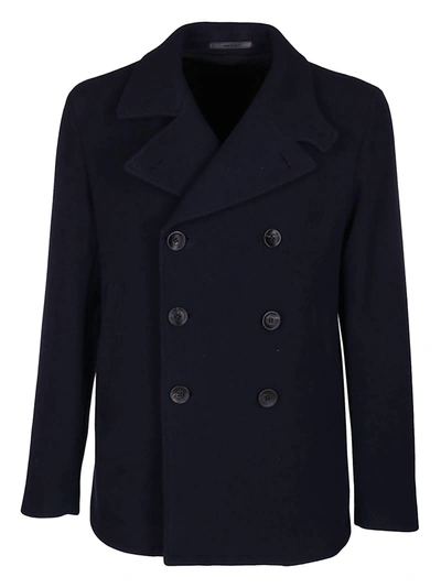 Shop Giorgio Armani Blue Wool Blend Coat
