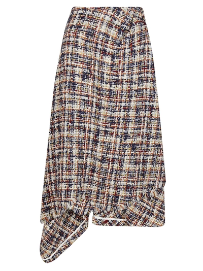 Shop Lanvin Brown Virgin Wool Blend Skirt In Multicolor