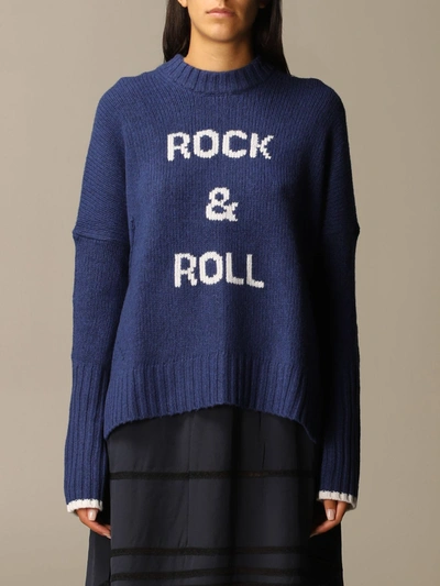 Shop Zadig & Voltaire Sweater Rock & Roll Jacquard Oversized Crewneck In Copying Ink