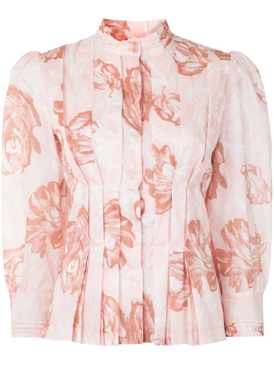 Shop Karen Walker Gardenesque Floral-print Cotton Shirt In Neutrals