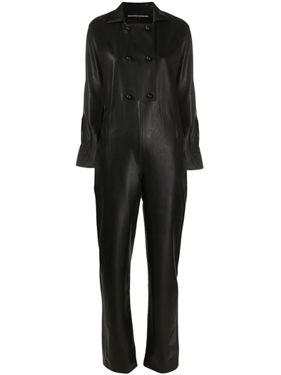 Shop Ermanno Scervino Faux Leather Jumpsuit In Black