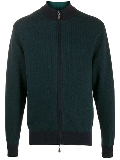 Shop N•peal Long Sleeve Zipped Sweater In Green