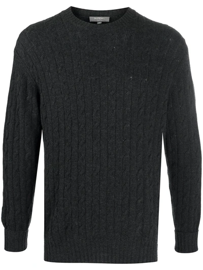 Shop N•peal Long Sleeve Chunky Knit Jumper In Grey