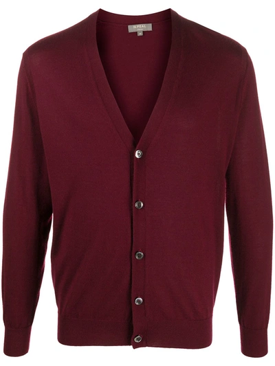 Shop N•peal V-neck Cashmere Cardigan In Red