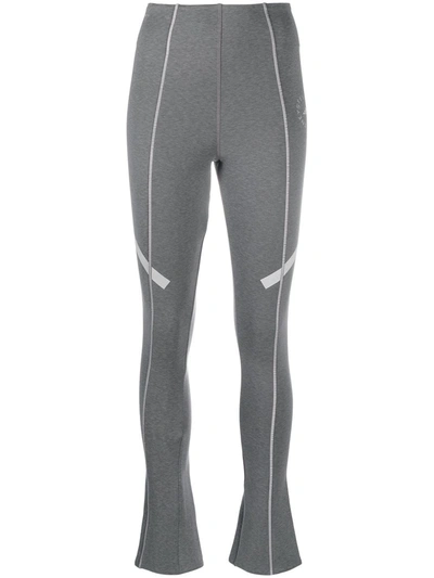 Shop Adidas By Stella Mccartney Side-stripe Ankle-zip Leggings In Grey