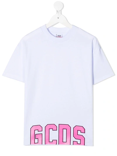 Shop Gcds Varsity Logo Hem T-shirt In White