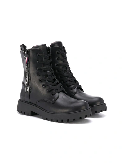 Shop Tommy Hilfiger Junior Lace-up Boots In Black