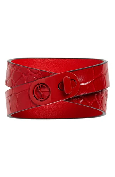 Shop Christian Louboutin Elisa Leather Double Wrap Bracelet In Louboutin