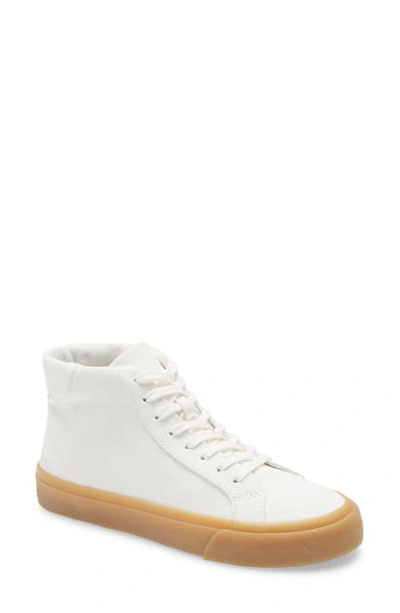 Shop Madewell Sidewalk High Top Sneakers In Recycled Canvas In Yellow Black Ivory