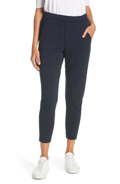 Shop Frank & Eileen French Terry Crop Pants In British Royal Navy