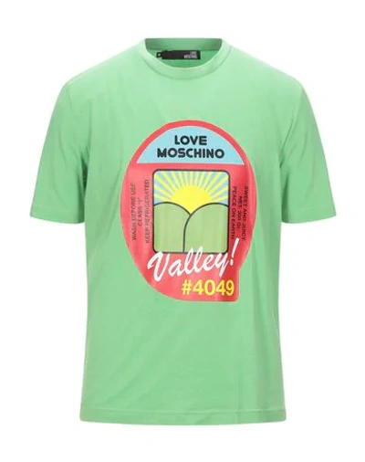 Shop Love Moschino T-shirts In Acid Green