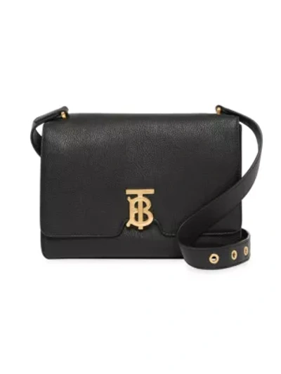 Shop Burberry Medium Alice Tb Leather Shoulder Bag In Black