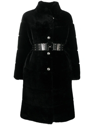 Shop Ermanno Scervino Faux-fur Coat In Black
