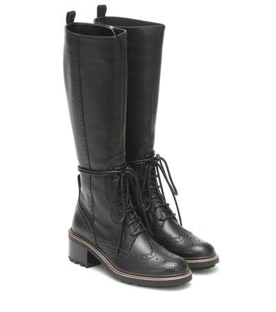 Shop Chloé Franne Leather Knee-high Boots In Black