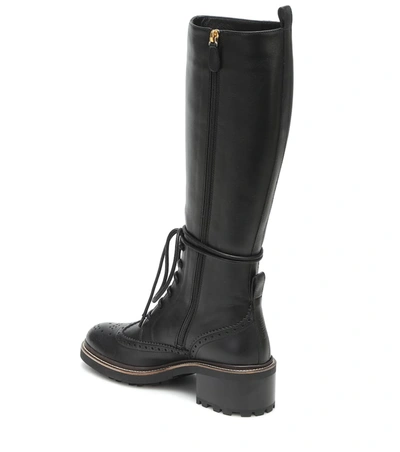 Shop Chloé Franne Leather Knee-high Boots In Black