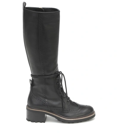 Shop Chloé Franne Leather Knee-high Boots In Black