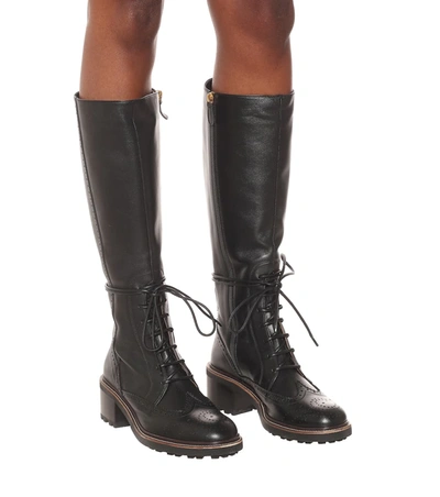 Shop Chloé Franne Leather Knee-high Boots In Black