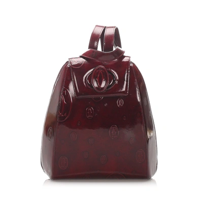Shop Cartier Leather Panthere Backpack In Burgundy