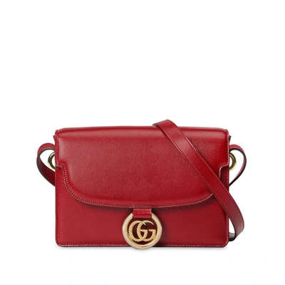 Shop Gucci Gg Ring Leather Shoulder Bag In Red