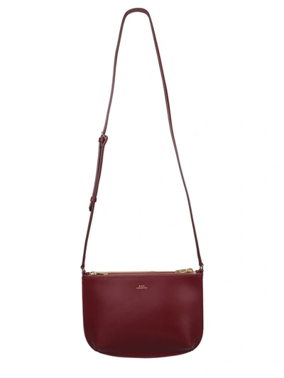 Shop Apc Sarah Burgundy Leather Shoulder Bag