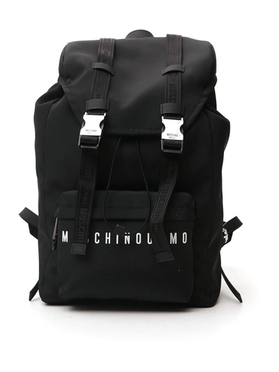 Shop Moschino Black Nylon Backpack