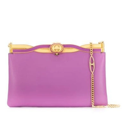 Shop Gucci Broadway Leather Evening Bag In Pink
