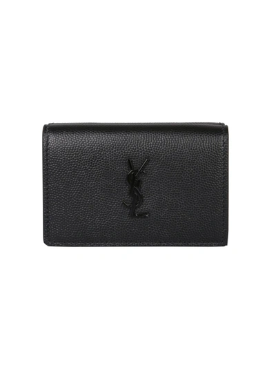 Shop Saint Laurent Monogram Black Leather Wallet