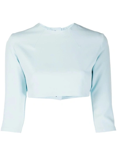Shop A.w.a.k.e. Button-up Cropped Top In Blue