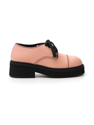Shop Marni Pink Leather Lace-up Shoes