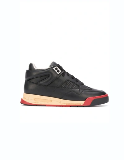 Shop Maison Margiela Ddstck Mid-high Black Leather Sneakers