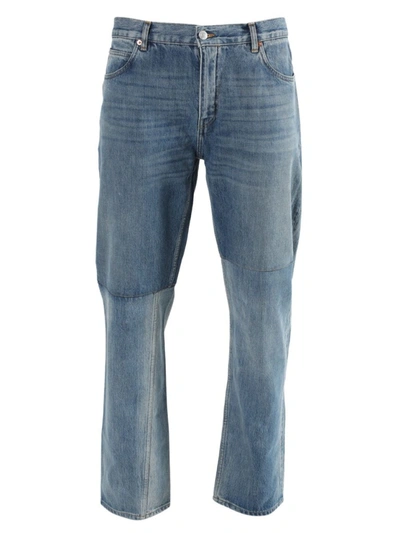Shop Martine Rose Two-tone Straight Leg Jeans In Blue