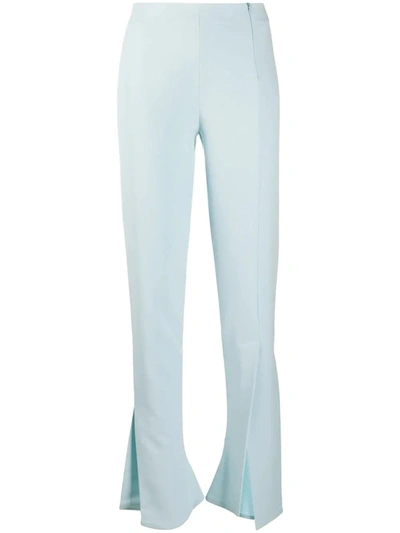 Shop A.w.a.k.e. High-waisted Side Slit Trousers In Blue