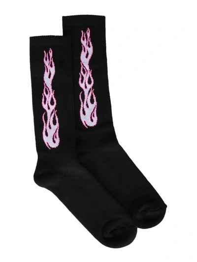 Shop Palm Angels Black Cotton Socks