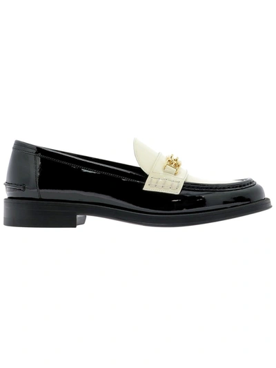 Shop Bally White/black Patent Leather Loafers