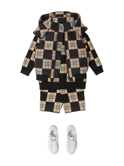 Shop Burberry Check-print Puffer Gilet In Black